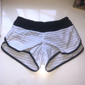 Lululemon Speedy Shorts Black Trim w/ grey stripes